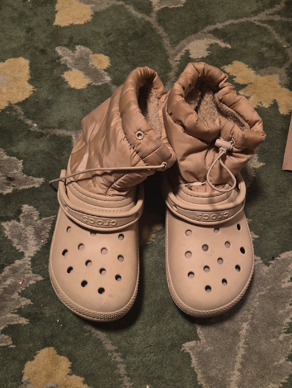 CROCS Tan Puffer Lined Clog Boots